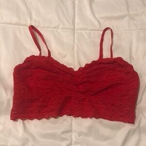 Pink Victoria’s Secret red lacy bra